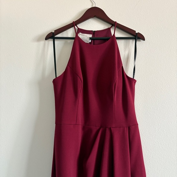 BHLDN Marceau High-Low Crepe Tulip Dress in Bordeaux Red Burgandy Size 12 - Picture 4 of 16